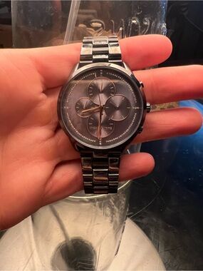 Michael Kors Gunmetal and Rose Gold Accent Chronograph Watch